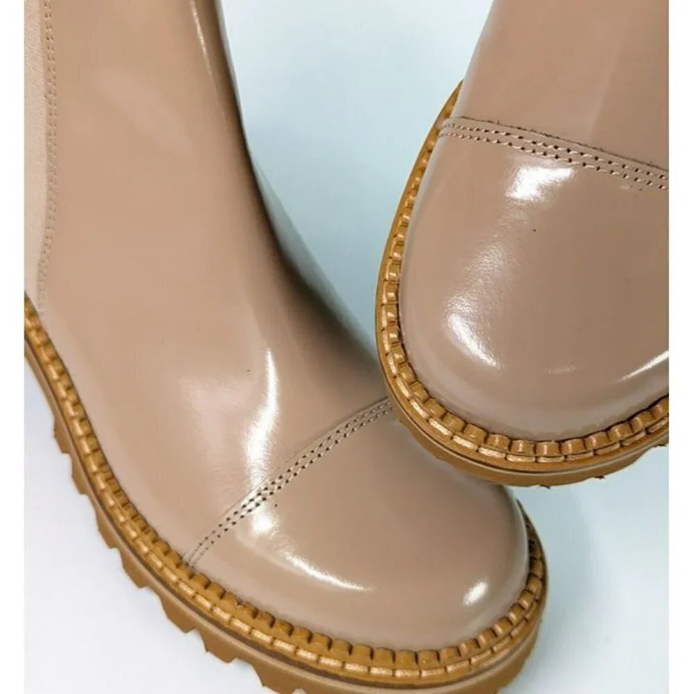 See By Chloe Women's Mallory Leather Chelsea Boots Beige Size 37 EU MSRP $475 - Picture 5 of 11